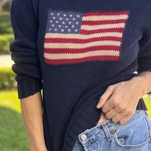 Navy American Flag polo Sweater